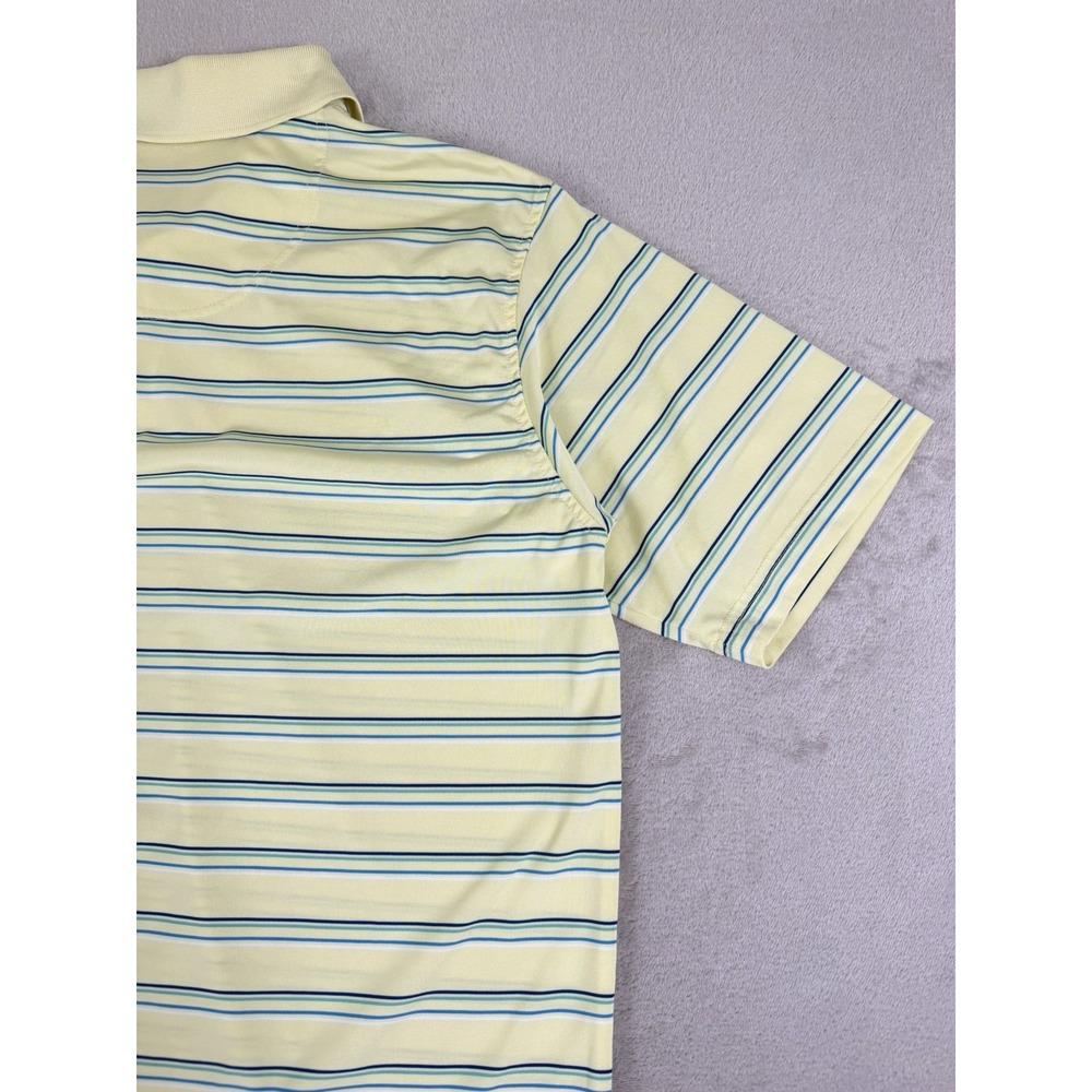 Pebble Beach Dry Luxe Performance Polo Shirt Men's Large Striped Golf Yellow - Picture 14 of 16